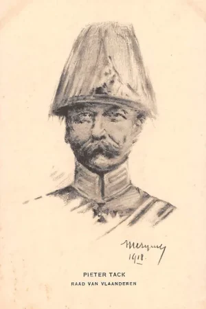 België WO1 1914-1918 Raad van Vlaanderen Pieter Tack Illustrator A. Perquy Spotprent Militair Europa HC23624 Autentyczny