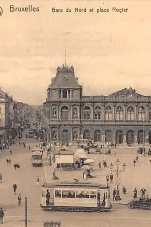 België Brussel Bruxelles Gare du Nord et place Rogier 1922 Station Tram Europa HC23059 Bezpieczna płatność