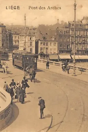 Szybka dostawa België Luik Liège Pont des Arches met trams 1912 Europa HC22401