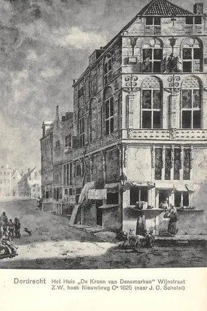 Dordrecht Het huis De Kroon van Denemarken Wijnstraat Z.W. hoek Nieuwbrug HC21799 Darmowa dostawa