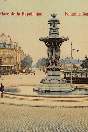Frankrijk Reims Place de Republique Fontaine Betholdi Tram 1912 France Europa HC21160 Zwrot pieniędzy