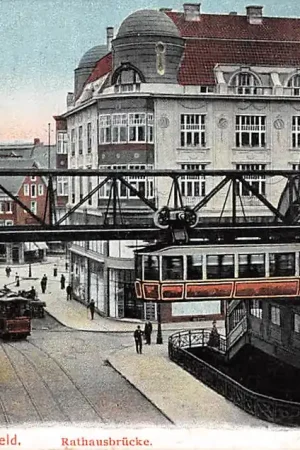 Szybka dostawa Duitsland Barmen - Elberfeld Schwebebahn Rathausbrucke Bahnhofe 1909 Trein Tram Deutschland EuropaHC21122