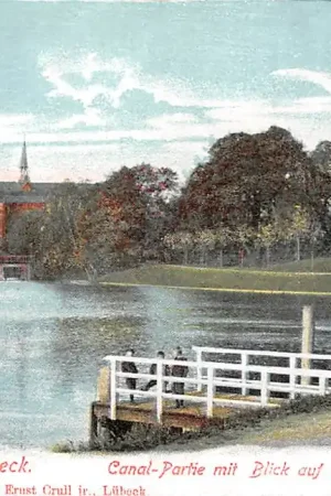 Duitsland Lübeck Canal-Partie mit Blick auf Dom und Museum Deutschland Europa HC21105 Tylko dziś