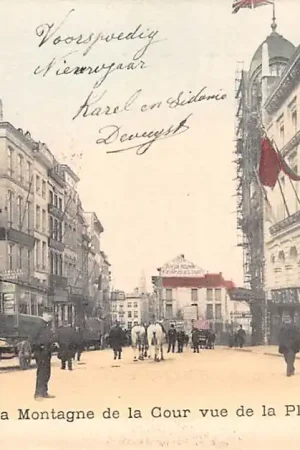 België Brussel Bruxelles La Montagne de la Cour vue de la Place Royale 1904 Paardentram Tram Europa HC20647 Oferta limitowana