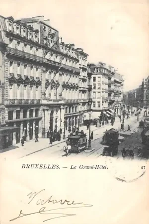 België Brussel Bruxelles Lr Grand Hotel met paardentrams tram 1902 Europa HC20613 Ekspresowa dostawa