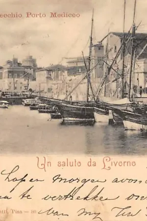 Italië Un saluto da Livorno Scalo del Porto Mediceo 1900 Schepen Scheepvaart Italia Europa HC18884 Popularny