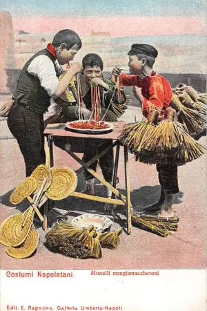Nowość Italië Napels Costumi Napoletani Monelli mangiamaccheroni Italia Europa Klederdracht HC18407