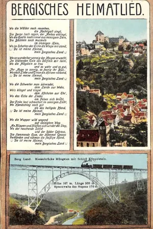 Ostatnia szansa Duitsland Mungsten Bergisches Heimatslied Riesenbrucke mit Schloss Kuppelstein en trein Spoorwegen Deutschland Europa HC17831