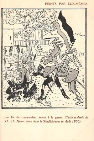 Frankrijk Militair WO1 1914 - 1918 Les fils du commandant jouent a la guerre Texte et dessin Th. Th. Heine France EuropaHC16586 Darmowa dostawa