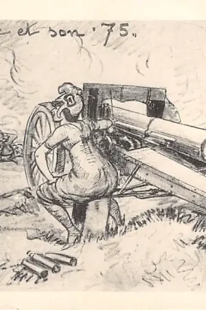 Szybka dostawa Frankrijk WO1 1914 Militair Marianne et son 75 La Grande Guerre Humor France Europa HC16325