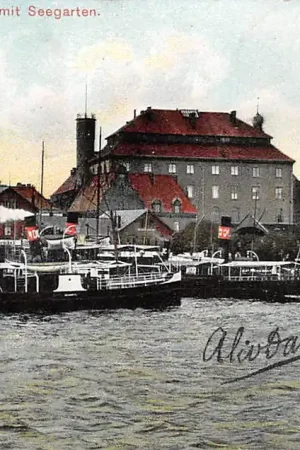 Promocja Duitsland Kiel Konigliches Schloss mit Seegarten Schepen Scheepvaart 1908 Deutschland Europa HC11636