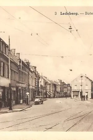 Oryginalny België Ledeberg Botermarkt Garage met SHELL benzinepomp Caltex benzinepomp Europa HC9315