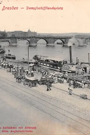 Oferta limitowana Duitsland Dresden Dampschifflandeplatz 1913 Paard en wagens Binnenvaart schepen Scheepvaart Deutschland Europa HC7744