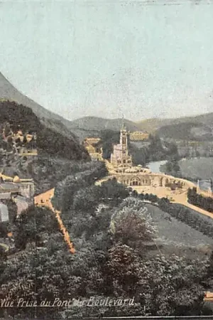 Oryginalny Frankrijk Lourdes Panorama Vue Prise du Pont du Boulevard 1908 France Europa HC7687