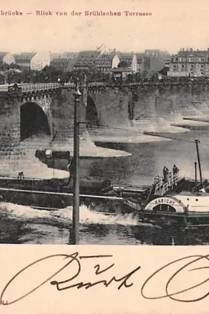 Duitsland Dresden Augustsusbrucke Blick von der Bruhlschen Terrasse Binnenvaart schepen Scheepvaart Deutschland Europa 1902 HC6707 Oferta limitowana