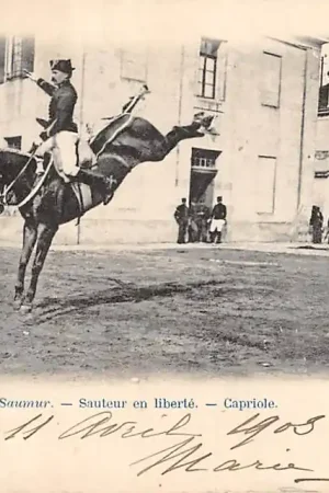 Darmowa dostawa Saumur 1902 Sauteur en Liberte Capriole Ruiter te paard Militair Frankrijk France Europa HC6503