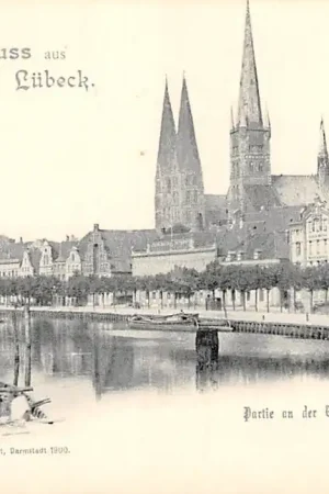 Duitsland Lübeck Partie an der Trave mit Marien- und Petrikirche Deutschland Europa HC4479 Bezpieczna płatność