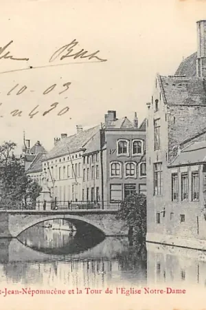 Belgie Brugge Le Pont de Saint-Jean-Nepomucene et la Tour de l'Eglise Notre Dame 1903 Europa HC3177 Tani
