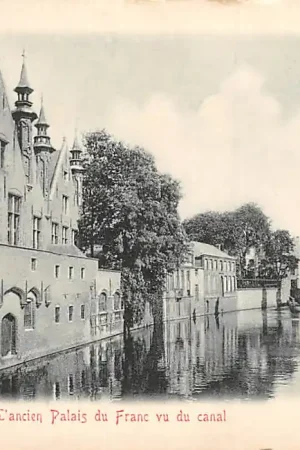 Wyprzedaż Belgie Brugge Bruges 1901 L'ancien Palais du Franc vu du canal Europa HC1975