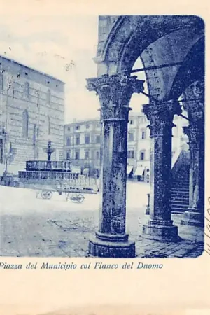 Rabat Peugia Piazza del Municipio col Fiancodel Duomo 1903 Grand Hotel Brufani Italië Italia HC1842