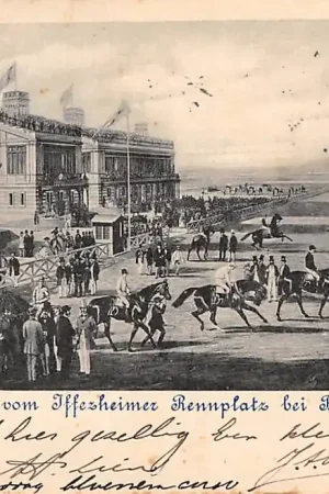Rabat Duitsland Baden-Baden 1900 Gruss vom Iffezheimer Rennplatz Paard rennen Deutschland Europa HC1667