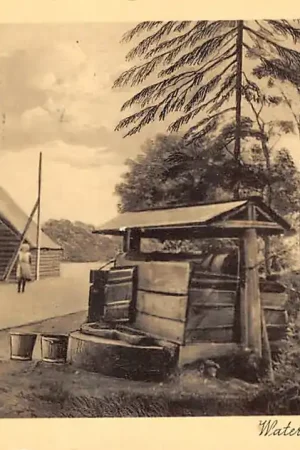 Promocja Nunspeet Veluwe Boerderij Waterhalen aan de oude put 1936 Klederdracht Vintage HC61823
