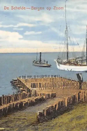 Darmowa dostawa Bergen op Zoom De Schelde Sleepboot met zeilschip 1915 Schepen Scheepvaart Noord-Brabant HC61537