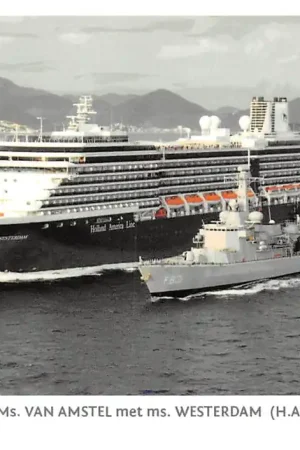 Scheepvaart Zr.Ms. F 831 Van Amstel met ms. Westerdam Holland America Line Schepen Rotterdam HC27943 Rabat