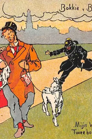 Oryginalny Fantasie Vintage Agenten arresteren dief Bokkie, Bokkie, Bokkie, Be! Mijn vader had twee bokkies Twee bokkies zonder staart HC27556