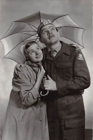 Militair Soldaat met vriendin onder paraplu Fantasie Vintage HC27504 Tylko dziś