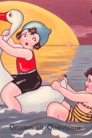 Oostvoorne Groeten uit 1932 Op Sleeptouw Kind Illustrator Margret Boriss HC27301 Tylko dziś