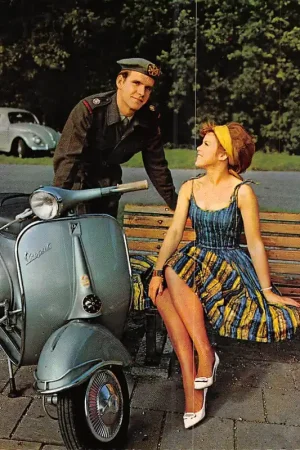 Militair Soldaat met vriendin Vespa Scooter en VW HC26507 Tylko dziś