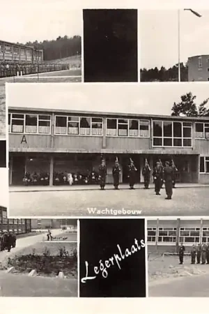 Premium Ossendrecht Groeten uit Legerplaats 1956 Kazerne Legeringsgebouw Lesgebouw Wachtgebouw en Appelplaats Militair HC26393