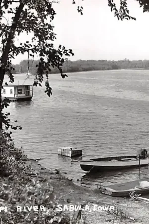 USA Sabula Iowa Scene of Mississippi River Fotokaart 1961 Noord-Amerika HC26075 Popularny