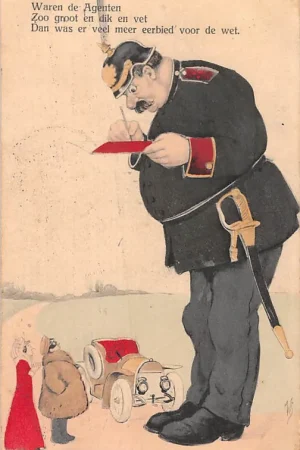 Fantasie Vintage Cartoon Humor Waren de agenten zoo groot dik en vet Dan was er veel meer eerbied voor de wet. 1913 HC25959 Ekspresowa dostawa