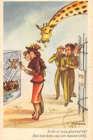 Tani Militair Humor Is-tie er even gloeiend bij! Dat kost hem vast een maand soldij! Cartoon Illustrator Baumgarten HC25574
