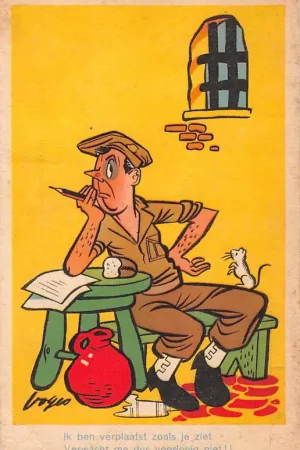 Militair Humor Ik ben verplaatst zoals je ziet ... Illustrator Voges 1947 HC25545 Wysoka jakość