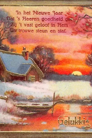 Fantasie Vintage Gelukkig Nieuw Jaar 1934 Reliëf kaart met goudopdruk HC25690 Zamów teraz