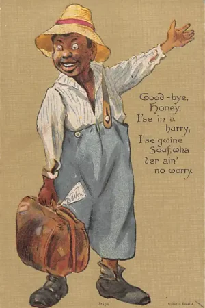 Fantasie Vintage Humor Neger Zwarte man Good-bye Honey .. 1900 HC25724 Tylko dziś