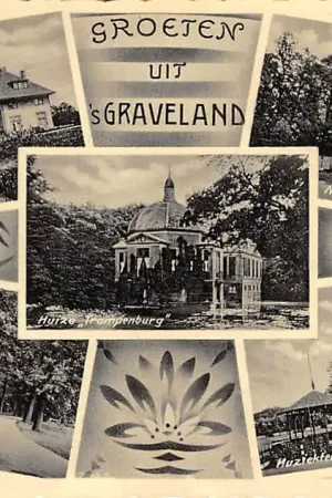 's-Graveland Groeten uit 1935 De 2 Laantjes in het Spaanderswoud Huize Trompenburg Ned. Herv. Kerk Muziektent met Postkantoor Hilversum HC25207 Ostatnia szansa