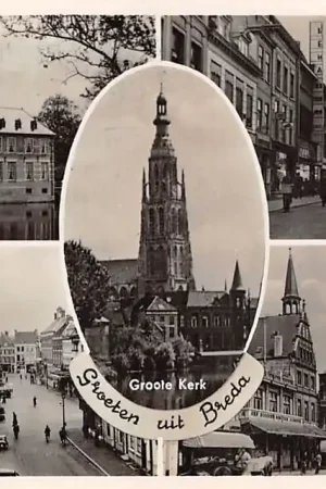 Wysoka jakość Breda Kasteel Bouvigne Groote Kerk Ginnekenstraat Groote Markt v. Coothplein 1942 HC25051