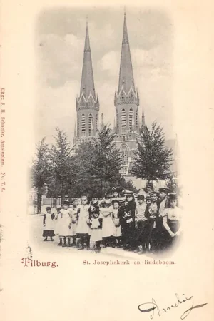 Bezpieczna płatność Tilburg St. Josephs kerk en -lindeboom met kinderen in 1901 HC25039