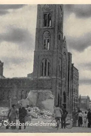 Oryginalny Rotterdam R.K. Kerk Oldebarneveldtstraat na bombardement Mei 1940 WO2 HC24836
