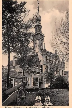 Veere Markt m. Stadhuis Meisjes in klederdracht Noor-Beveland HC24700 Zamów teraz