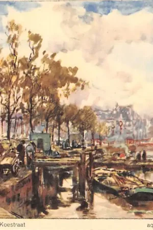 Rotterdam Nieuwe Haven bij Koestraat Aquarel J.H. van Mastenbroek T.b.v. Stichting Rotterdam 1940 HC24508 Niska cena