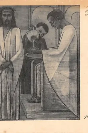 Oosterbeek bij Arnhem Illustrator Jan Toorop De veertien Staties van den kruisweg 1e Statie Jezus wordt door Pilatus ter dood veroordeeld HC23598 Bezpieczna płatność