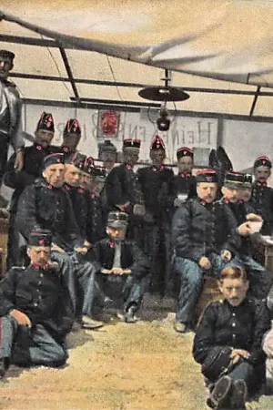 Militair Infanterie in het Kamp Kamp-Cantine Tulp HC23586 Autentyczny