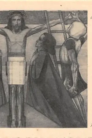 Oosterbeek bij Arnhem Illustrator Jan Toorop De veertien Staties van den kruisweg 11e Statie Jezus wordt aan het kruis genageld HC23608 Nowość