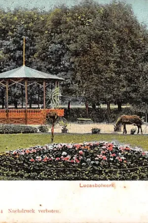 Utrecht Lucasbolwerk Tuinlieden met paard en wagen en muziektent 1903 HC23522 Szybka dostawa