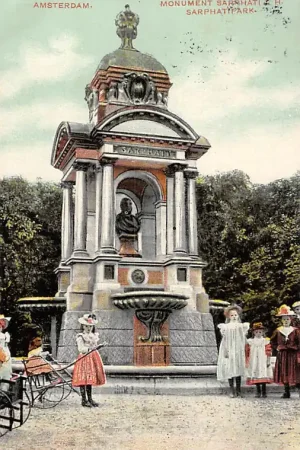 Oryginalny Amsterdam Monument Sarphati Sarphatipark 1909 HC22932